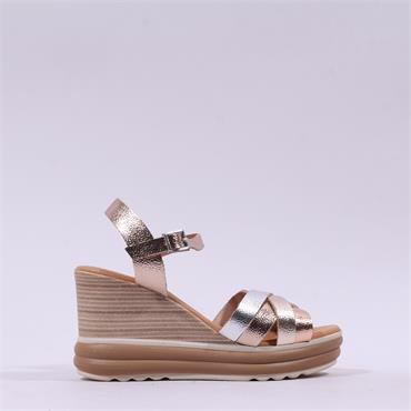 Oh My Sandals Strappy High Wedge - Metallic Combi